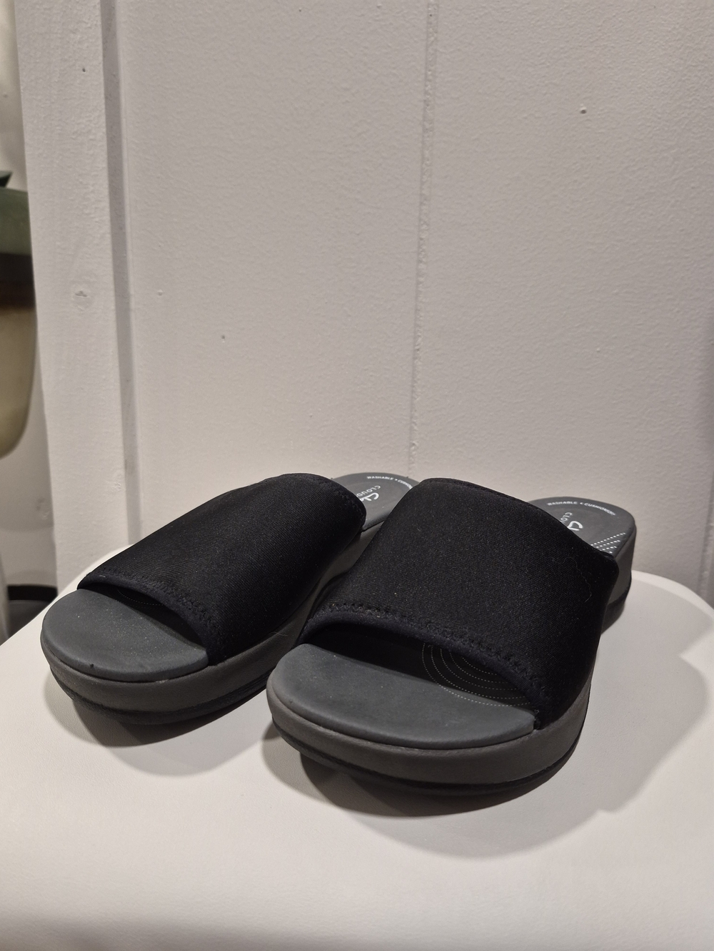 Clarks Black Slide Sandals